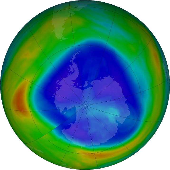 Antarctic ozone map for 04 September 2023